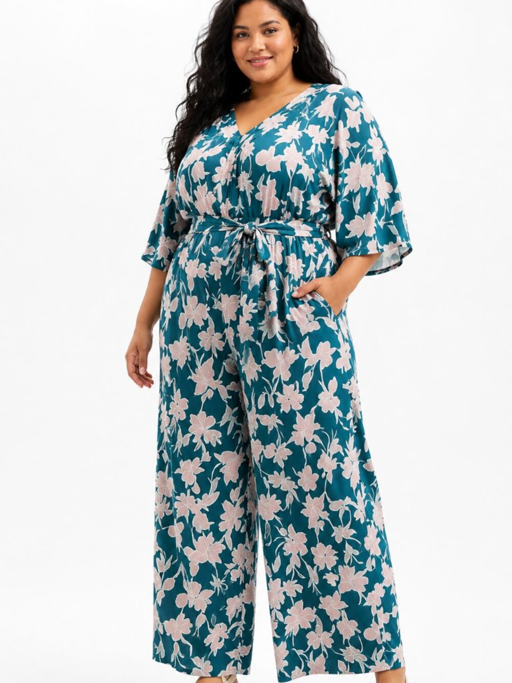 Eloquii Tropical Wide Leg Jumpsuit SIZE XL